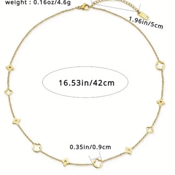 18K Gold Plated Four Leaf Clover Necklace - Picture 7 of 8